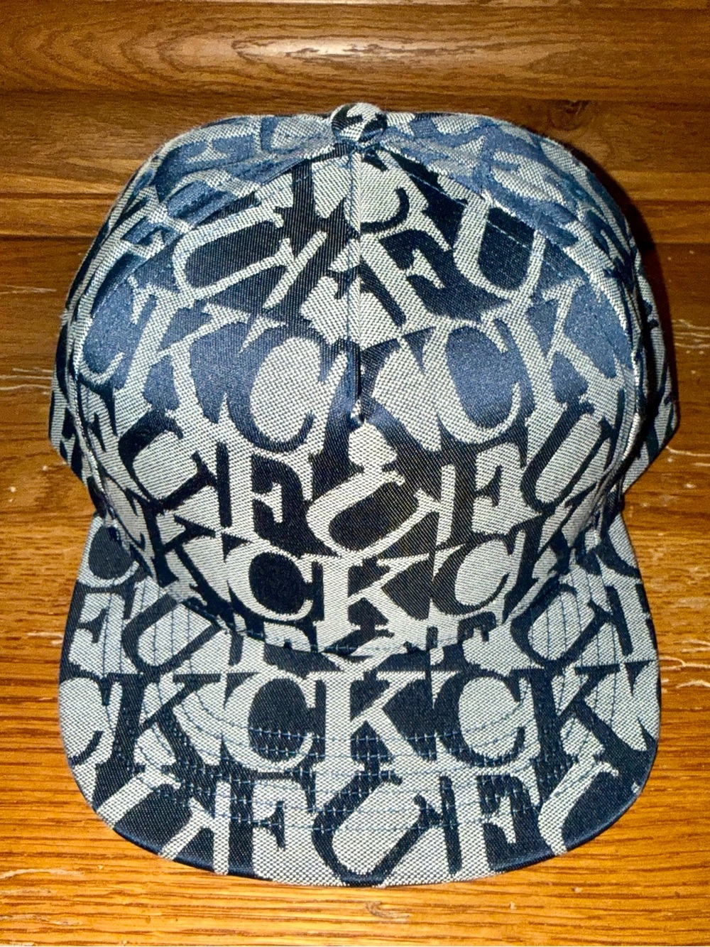 Supreme Navy Allover Print Logo Baseball Cap New!! Rare!!!